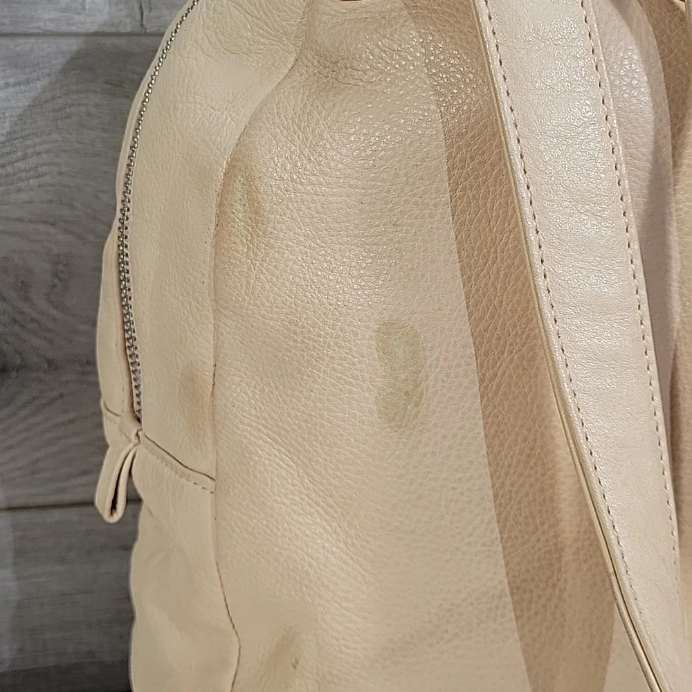 BAGGU Beige Leather Backpack Shoulder Bag Tote Handbag Purse